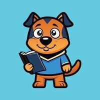 Rottweiler and the Magic of Books vector
