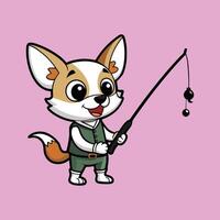 Raring to Fish with Chihuahua vector
