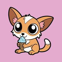 Little Chihuahua with a Big Ice Cream Cone vector