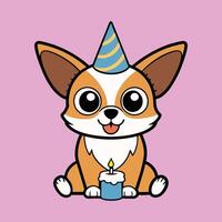 Playful Chihuahua Blowing Out Candles vector