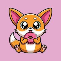 Tiny Chihuahua Indulging in a Doughnut vector