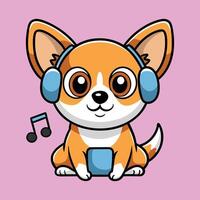 Sweet Chihuahua Sinking Into the Music Vibes vector