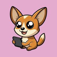 Chihuahua Cute Obsession with the Phone vector