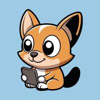 Chihuahua Relaxing While Playing on the Phone vector