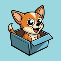 Curious Chihuahua Digging Around in a Box vector