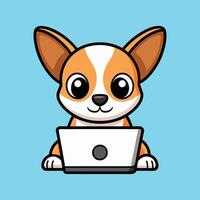 Chihuahua in a Productive Work Session vector