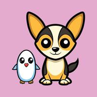 Tiny Chihuahua and Penguin on a Cold Adventure vector
