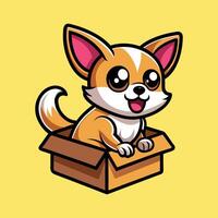 Happy Chihuahua Playing Hide and Seek in a Box vector