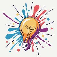 Abstract Light Bulb with Bright Color Splashes vector