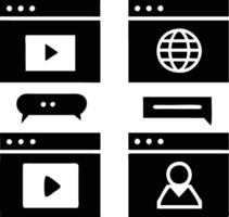 Digital Network Black Icons Set vector