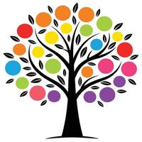 Decorative Tree Illustration with Colorful Dots vector