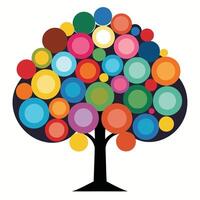 Modern Artistic Tree with Multicolored Circles vector