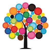 Abstract Mosaic Tree with Vibrant Circular Leaves vector