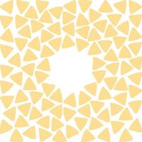 Tortilla chips Nachos Circular Frame border Copy space Template Abstract background Texture concept. Isolated illustration Thematic cards, poster or web promo banner, leaflet, price tag, label vector