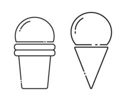 Ice cream in a waffle cup and cone. linear icon in minimalist style World Ice Cream Day Icon concept. Isolated illustration Thematic cards, poster, leaflet, price tag, label or web promo banner vector