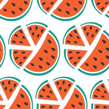 triangular y medio sandía rebanadas con semillas sin costura tamborileo. sano comiendo antecedentes concepto. aislado ilustración fondo de pantalla envase temático o menú tarjeta, destino, web promoción, folleto vector