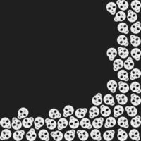 Monochrome decorative Skulls Corner Frame border in grayscale. Day of the dead Copy space Template. Isolated illustration Thematic Cards, poster or web promo banner, leaflets, price tags, label vector