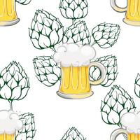 Seamless pattern with beer mugs, for beer gardens, for st. patrick's day. vector