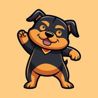Cool Rottweiler Dabbing Cartoon for Fun and Positive Vibes vector