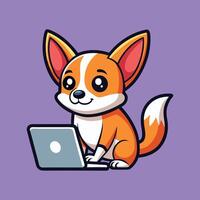 Creative Chihuahua Working on a Digital Project vector