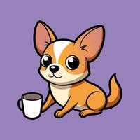 Happy Chihuahua Resting in a Steamy Mug vector