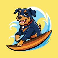 Rottweiler Riding the Waves vector