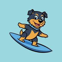 Happy Rottie Enjoying the Ocean vector