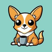 Tiny Chihuahua Relaxing in a Coffee Mug vector