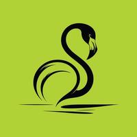 A black and green flamingo on a green background vector