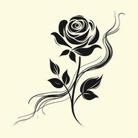 A black and white rose with a swirl on it vector