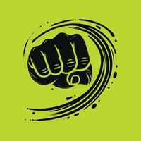 A fist is shown in a green background vector