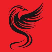 A black bird with long wings on a red background vector