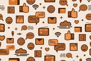 Seamless pattern with social media and networking for wallpaper and background. vector