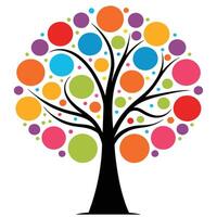 Stylized Tree with a Mosaic of Colorful Circles vector