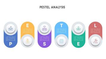PESTEL Analysis Infographic with Vertical Oval Shapes and Gradient Colors vector