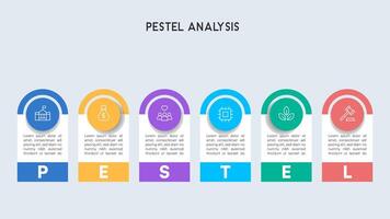 PESTEL Framework Infographic with Arched Icons and Labels vector