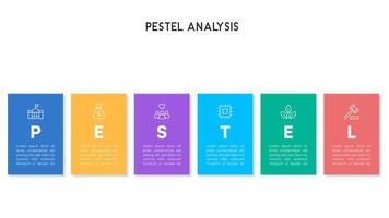 Colorful Block PESTEL Framework for Business Strategy vector