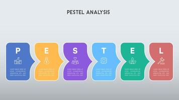 Step-by-Step PESTEL Analysis Infographic with Curved Speech Bubble Design vector