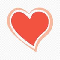 Valentines decor element red heart shape sketch isolated on white vector
