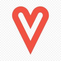Valentines decor element red heart shape sketch isolated vector