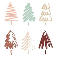 set of Christmas trees. Collection of abstract trees of various colors vector