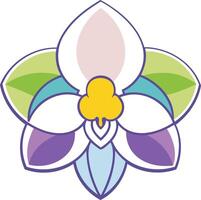 Colorful Abstract Orchid Flower Digital Illustration with Symmetrical Geometric Design and Modern Artistic Botanical Aesthetic for Decorative and Nature Inspired Graphic Elements vector