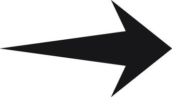 Black arrow pointing to the right side of the frame, with sharp edges, isolated on a white background, ideal for indicating direction or highlighting important information vector
