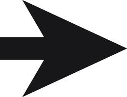 Simple black arrow pointing right against a clean white background, offering clear direction and guidance while symbolizing progress and forward movement in design vector