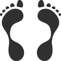 Two dark gray footprints point in opposite directions, symbolizing forward movement and leaving a lasting impression on the ground, reflecting a journey of exploration and discovery vector