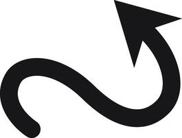 Simple black curved arrow pointing upward, isolated against a white background, effectively symbolizing direction, progress, and movement in various design contexts vector