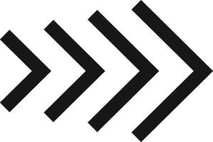 Four black arrows are pointing to the right creating a sense of direction and movement on a clean white background, ideal for conveying progress, advancement, or forward momentum vector