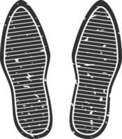 Imprints of shoe soles representing steps taken, indicating movement and direction, isolated on a white background, with a textured, grunge effect vector