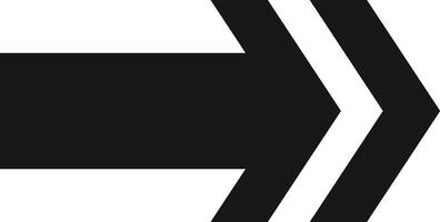 Simple black arrow pointing right with double outline isolated on a white background, representing direction, progress, and forward movement vector