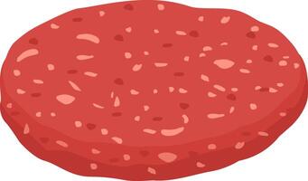 Red meat patty for hamburger showcasing visible spices and fat, resting on a clean white background, ready for cooking and transforming into a delicious meal vector